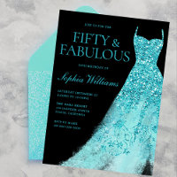 Turquesa Sparkle Vestido Preto 50ª Festa de aniver