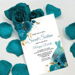 Convite Turquesa Teal Sparkle Dress Doce 16 Partido<br><div class="desc">Turquesa Teal Sparkle Dress Doce 16 Convite de festas mais elegante designs florais em nossa loja! Consulte a coleção correspondente em nossa loja</div>
