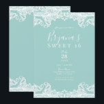 Convite Turquesa Verde Água Branco Renda Elegante Doce Fes<br><div class="desc">Personalize para qualquer evento</div>