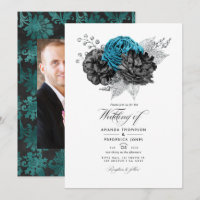 Turquesa Vintage - Floral Prateado e Preto