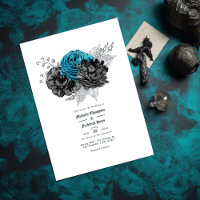 Turquesa Vintage - Floral Teal Black e Silver