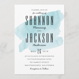 Convite Turquesa Watercolor Wash Invitation