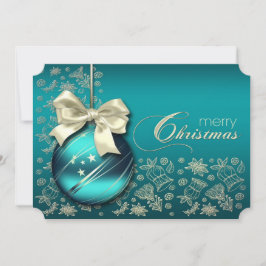 Convite Turquoise Christmas Bauble Festa de Natal