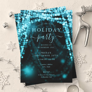Convite Turquoise Company Holidy Party String Lights