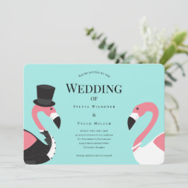 Convite Turquoise Flamingo Wedding