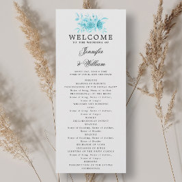 Convite Turquoise Floral do Programa de Casamento Elegante