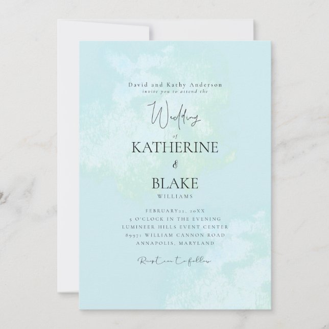 Convite Turquoise Modern Wedding Bride Parceiros (Frente)