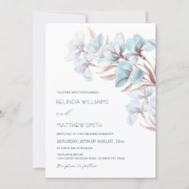 Convite Turquoise Rose Gold Artistic Flowers  Invitation