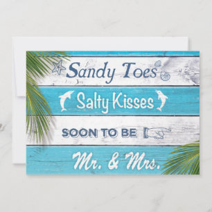 Convite Turquoise Sandy Toes Salty Kisses Festa de noivado