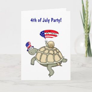Convite Turtle and Snail 4th of July Party Invitation.