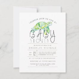 Convite Turtle Watercolor | Chá de fraldas aquático