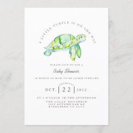 Convite Turtle Watercolor | Chá de fraldas de vida do ocea