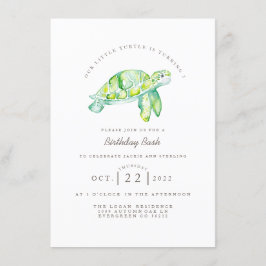 Convite Turtle Watercolor | Dia de Nascimento do Oceano