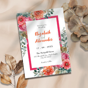 Convite Tuscan Sunset Pink e Orange Floral Weding