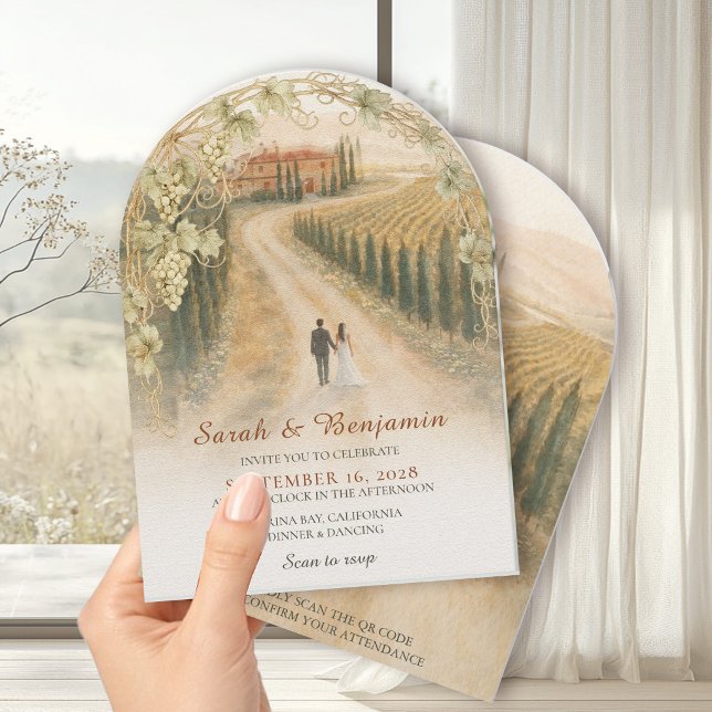 Convite Tuscan Vineyard Elegant Arch Wedding  (Criador carregado)