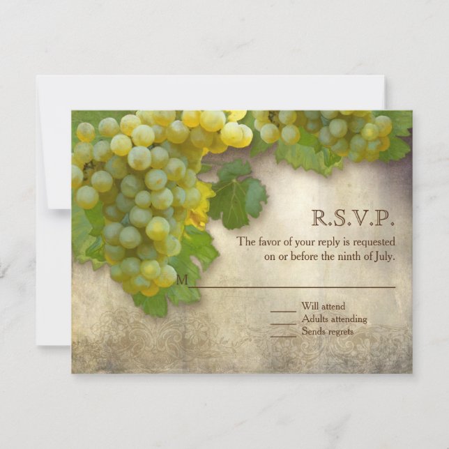 Convite Tuscan Vineyard Rustic Elegante White Art RSVP (Frente)