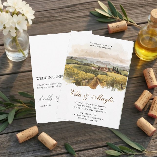 Convite Tuscan Vineyard Wedding | Italian Countryside (Criador carregado)