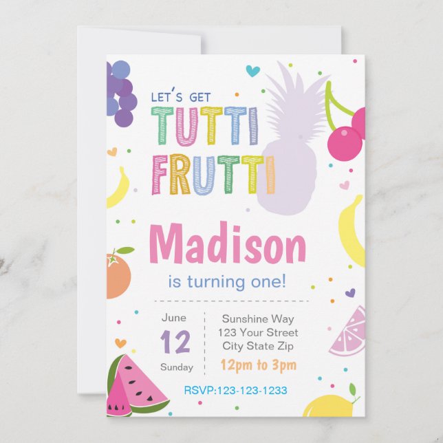 Convite Tutti Frutii Birthday Invite (Frente)
