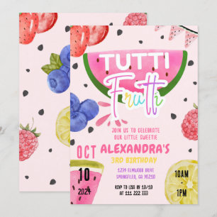 Convite Tutti Frutti Fruta 1º 3º 4º 6º 7º 8º 9º