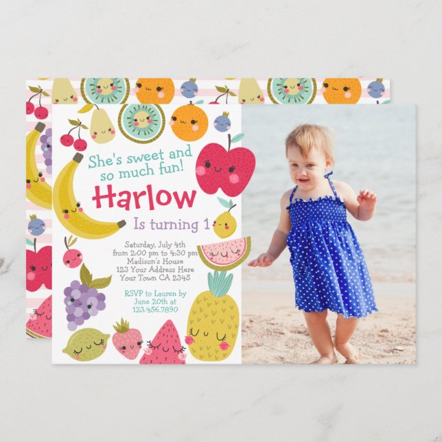 Convite Tuttifrutti Birthday Invitation (Frente/Verso)