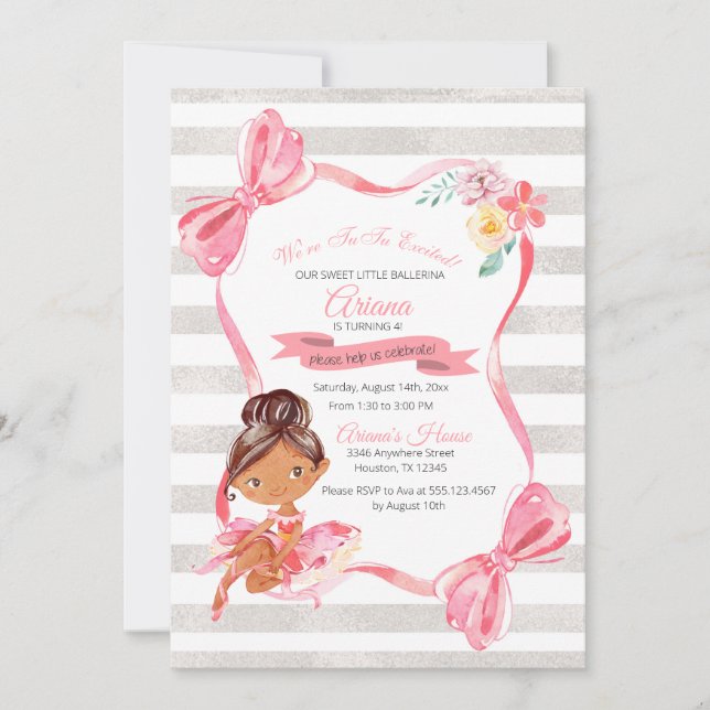 Convite Tutu Animou Ballerina Aniversário (Frente)