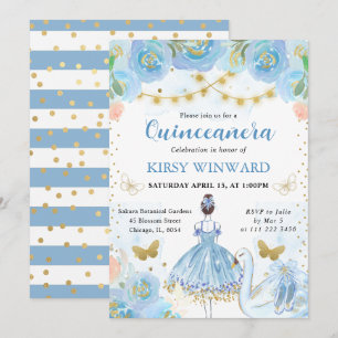 Convite Tutu Azul Morena Cabelo Bailarina Quinceanera