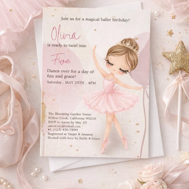 Convite Tutu Bailarina Dançarina de Ballet Menina Aniversá (Criador carregado)
