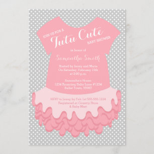 Convite Tutu - Chá de fraldas Cute Invitation Pink and Cin