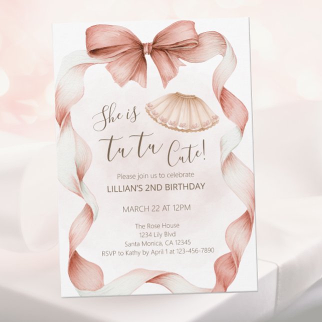 Convite Tutu Cute Ballet Second Birthday Invitation (Criador carregado)