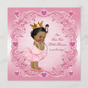 Convite Tutu Cute Ethnic Princess Love Heart Chá de fralda