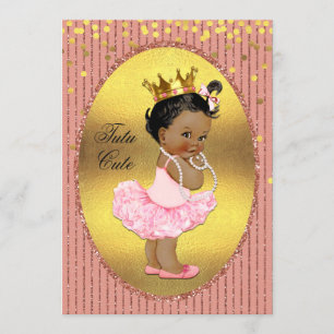 Convite Tutu Cute Faux Gold Foil Glitter Confetti