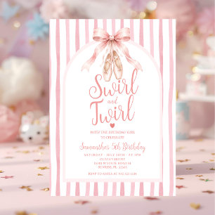 Convite Tutu de Bailarina com Laço Rosa Aniversário Rodopi