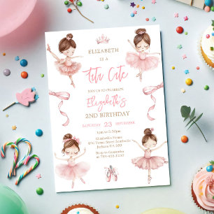 Convite Tutu de Bailarina Lindo Rosa Aniversário de Menina