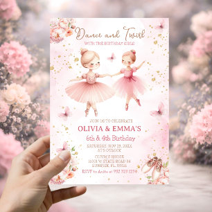 Convite Tutu de Bailarina Rosa para Irmãs Festa