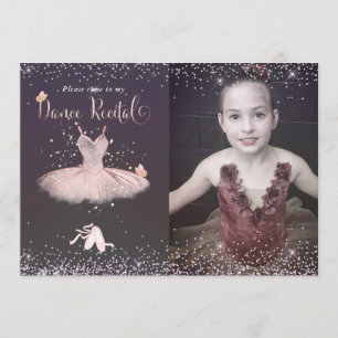 Convite Tutu de Blush em Aquarela e Borboletas Recital de 