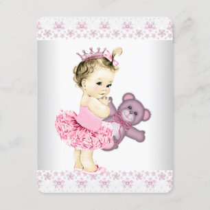 Convite Tutu de Princesa Ursinho Rosa Churras de Bebê