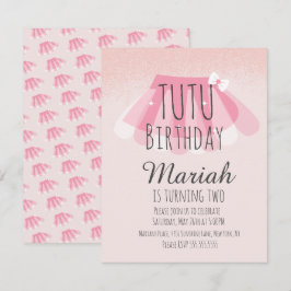 Convite Tutu Girl's Birthday Pink Faux Glitter