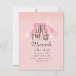 Convite Tutu Girl's Birthday Pink Faux Glitter Ballerina