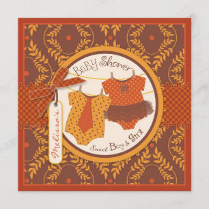 Convite Tutu & laço & chá de fraldas dos gêmeos da vide