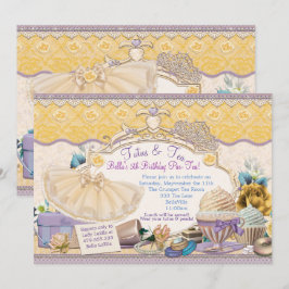 Convite Tutus and Tea Party Girls Vêm-Se