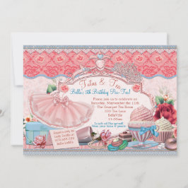 Convite Tutus and Tea Party Girls Vêm-Se