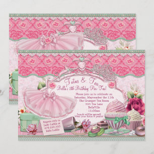 Convite Tutus e Tea Party Garotas se vestem