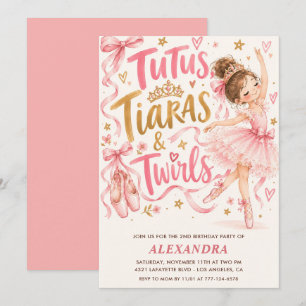 Convite Tutus Tiaras Giros Bailarina 2º Aniversário