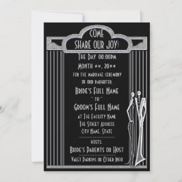 Convite Tuxedo - Art Deco - Black and Silver - Casamento