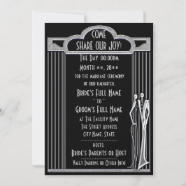 Convite Tuxedo - Art Deco - Black and Silver - Casamento