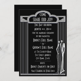 Convite Tuxedo - Art Deco - Preto e Prata