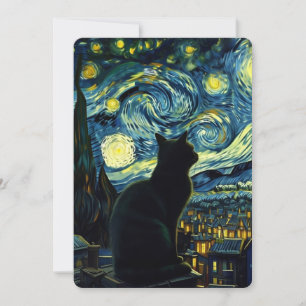 Convite Tuxedo Cat Starry Night Tuxedo Proprietário de Cat