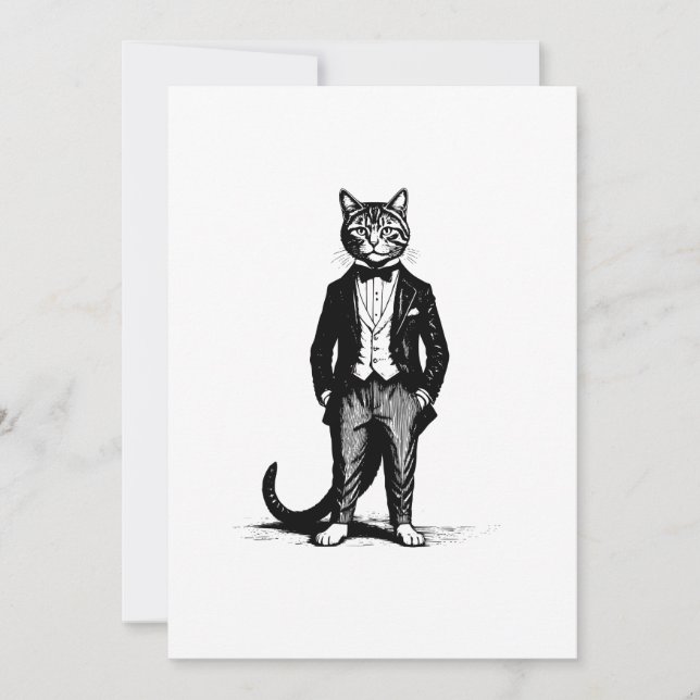 Convite Tuxedo Classy Cat (Frente)