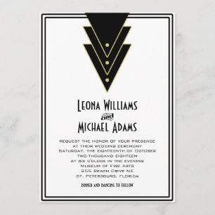 Convite Tuxedo Modern Art Deco