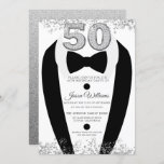 Convite Tuxedo Suit Silver Mens 50th Festa de aniversário<br><div class="desc">Tuxedo Suit Silver Mens 50ª Variações do Convite de aniversário para o convite e itens correspondentes em nossa loja</div>